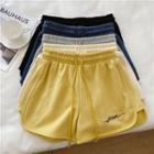 Letter Embroidered Wide Leg Sweatshorts