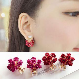 Rhinestone Flower Double-sided Earring