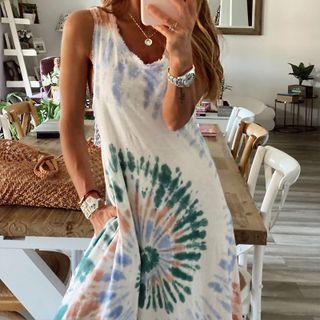 Spaghetti Strap Tie Dye Maxi Sundress
