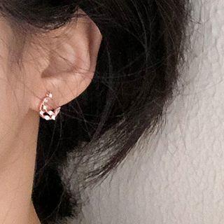 Cz Crescent Stud Earring