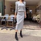 Rib-knit Sweater & Skirt Matching Set