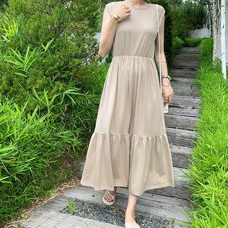 Sleeveless Gathered Long Dress