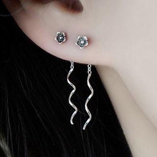 Flower Fringed Earring 1 Pair - Silver - One Size