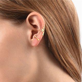925 Sterling Silver Arrow Earring 1 Pair - Gold - One Size