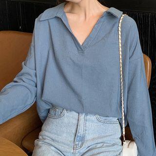 Plain V-neck Ribbon-back Blazer