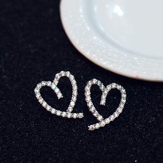 Rhinestone Heart Earring 1 Pair - As Shown In Figure - One Size