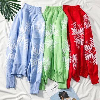Loose-fit Snowflake-print Sweater