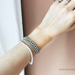 Bold Double Chain Bracelet Silver - One Size