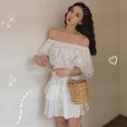 Off-shoulder Lace Top / Layer A-line Skirt