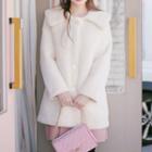 Wide-collar Faux-fur Jacket With Chain Bag