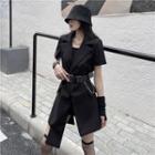 Short-sleeve Double Breasted Asymmetrical Blazer Dress
