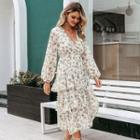 Floral Long-sleeve Layered Dress