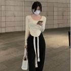 Long-sleeve Top / High Waist Wide Leg Pants