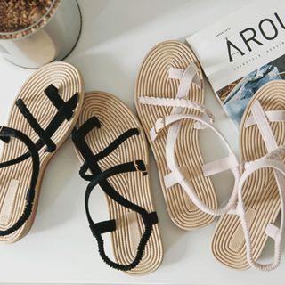 Banded-strap Faux-suede Strappy Sandals