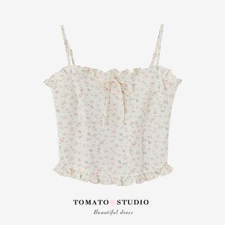 Floral Ruffle Cropped Tube Top