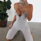 Spaghetti Strap Zip-up Jumpsuit