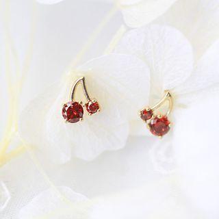 Cherry Rhinestone Sterling Silver Dangle Earring