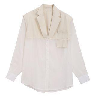 Notch Lapel Panel Shirt Almond - One Size