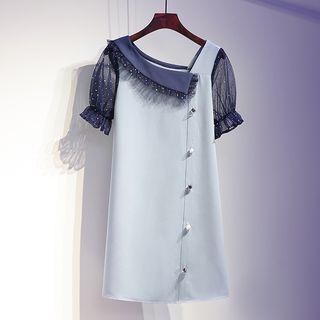 Mesh Short-sleeve Mini Dress