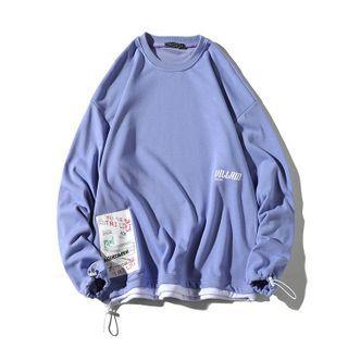 Mock Two-piece Drawstring-hem Sweatshirt