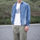 Printed Denim Long-sleeve Shirt