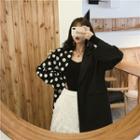 Pinstriped & Dotted Blazer / Asymmetrical Lace Skirt