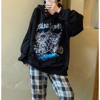 Bear Print Loose-fit Hoodie