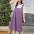 Paneled Midi A-line T-shirt Dress