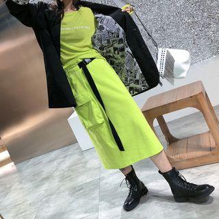 Belted High-waist Midi Skirt