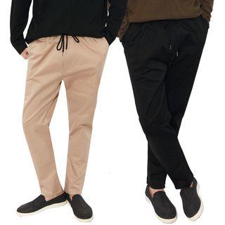 Plus Size Drawstring-waist Straight-cut Pants