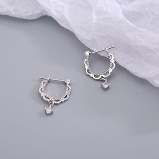 Rhinestone Alloy Sterling Silver Earring 1 Pair - Earrings - Silver - One Size