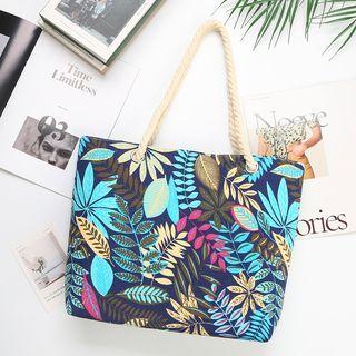 Floral Tote Bag Dark Blue - M