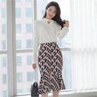 Tie-neck Key-hole Front Blouse