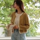 Open-front Piped Linen Jacket