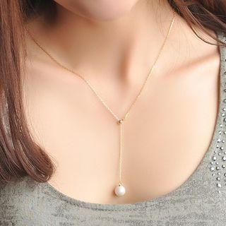 Faux Pearl Pendant Y Necklace