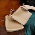 Faux-leather Tote Bag With Pouch