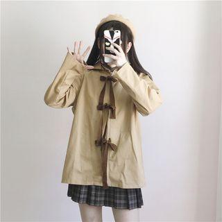 Hooded Lace-up Jacket Khaki - One Size