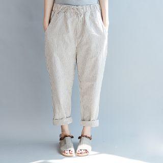 Striped Linen Wide Leg Pants