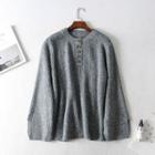 Long-sleeve Buttoned Placket Top