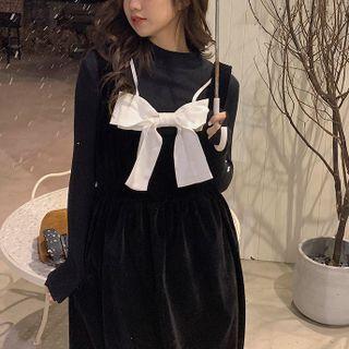 Mock Neck Top / Midi Overall Dress