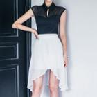 Set: Sheer Panel Top + Dip-back Skirt
