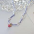 Flower Resin Pendant Acrylic Bead Necklace Purple - One Size
