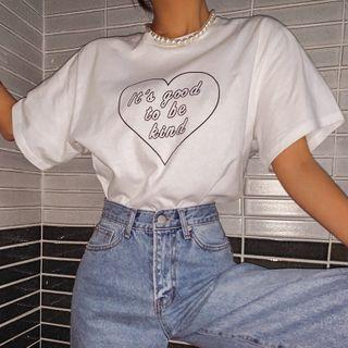 Heart-printed Cotton T-shirt
