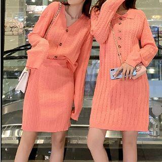 V-neck Knit Top / Knit Skirt / Sweater Dress