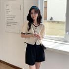 Two-tone Patterned Cropped Top Almond - One Size