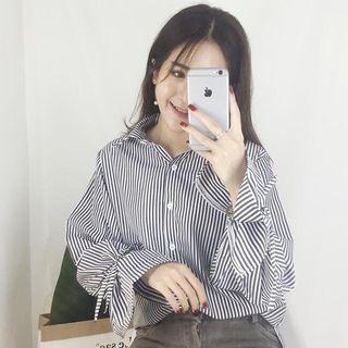 Tie-cuff Bell-sleeve Blouse