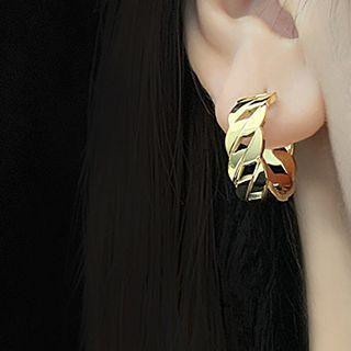 Chain Stainless Steel Open Hoop Earring 1 Pair - Gold - One Size