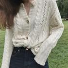 Perforated Cropped Cardigan White - One Size