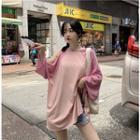 Long-sleeve Cutout Raglan T-shirt