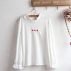 Strawberry Embroidered Long-sleeve T-shirt